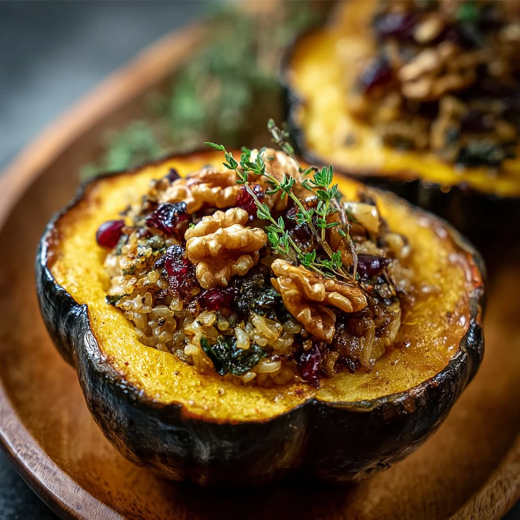 STUFFED ACORN SQUASH WITH WALNUTS & HERBS