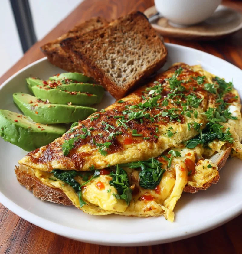 Veggie Omelette Avocado Sourdough Toast Perfect Combo Breakfast