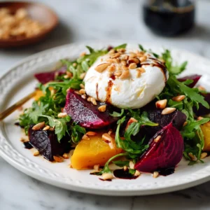 Beet and Burrata Salad with Pine Nuts and Balsamic Dressing
