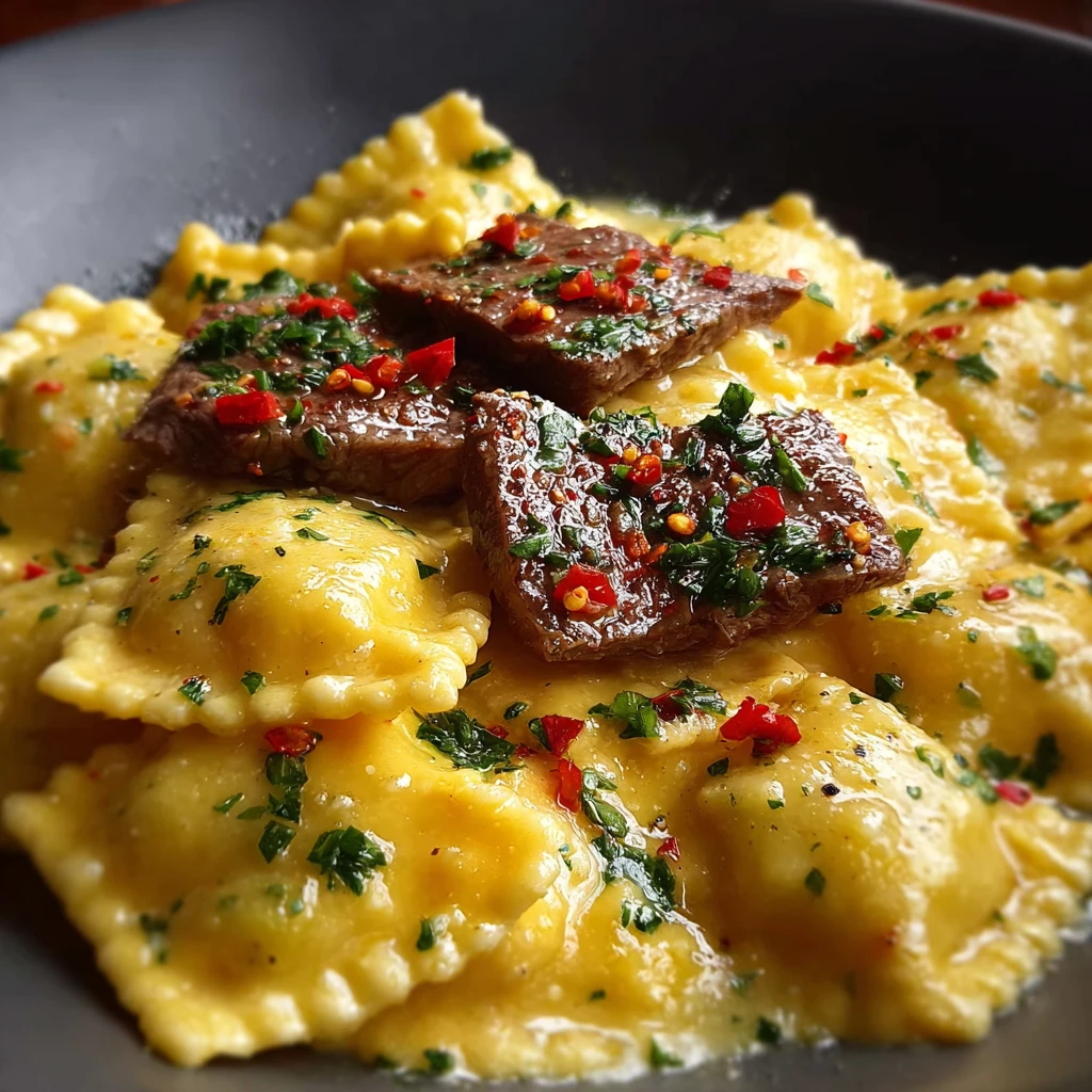 Steak Cuts Cheese Ravioli: Indulgent Garlic Butter Bliss
