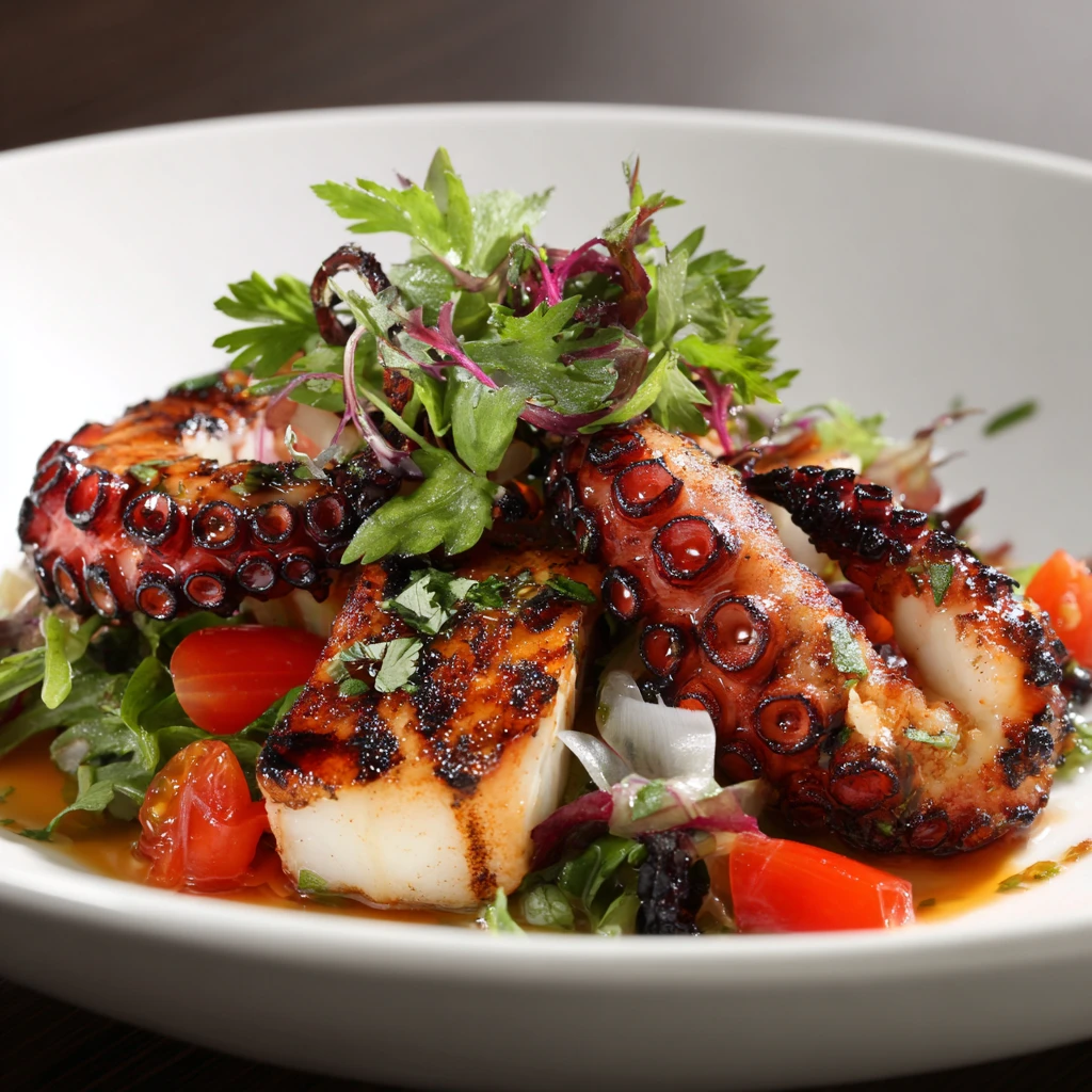 Tender Grilled Octopus Seafood Dish