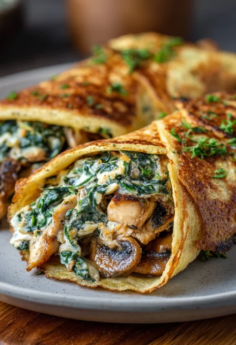 Best Spinach Mushroom Chicken Crêpes Recipe Easy Savory Chicken Crêpes Tutorial Gluten-free Spinach Mushroom Crêpes How...