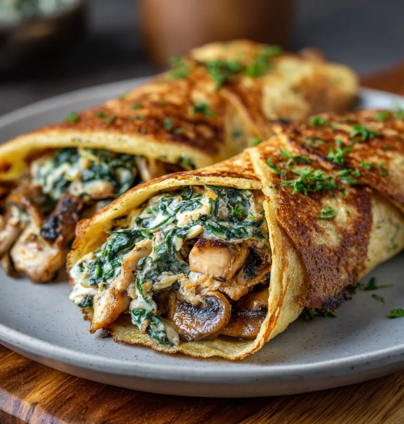 Best Spinach Mushroom Chicken Crêpes Recipe Easy Savory Chicken Crêpes Tutorial Gluten-free Spinach Mushroom Crêpes How...