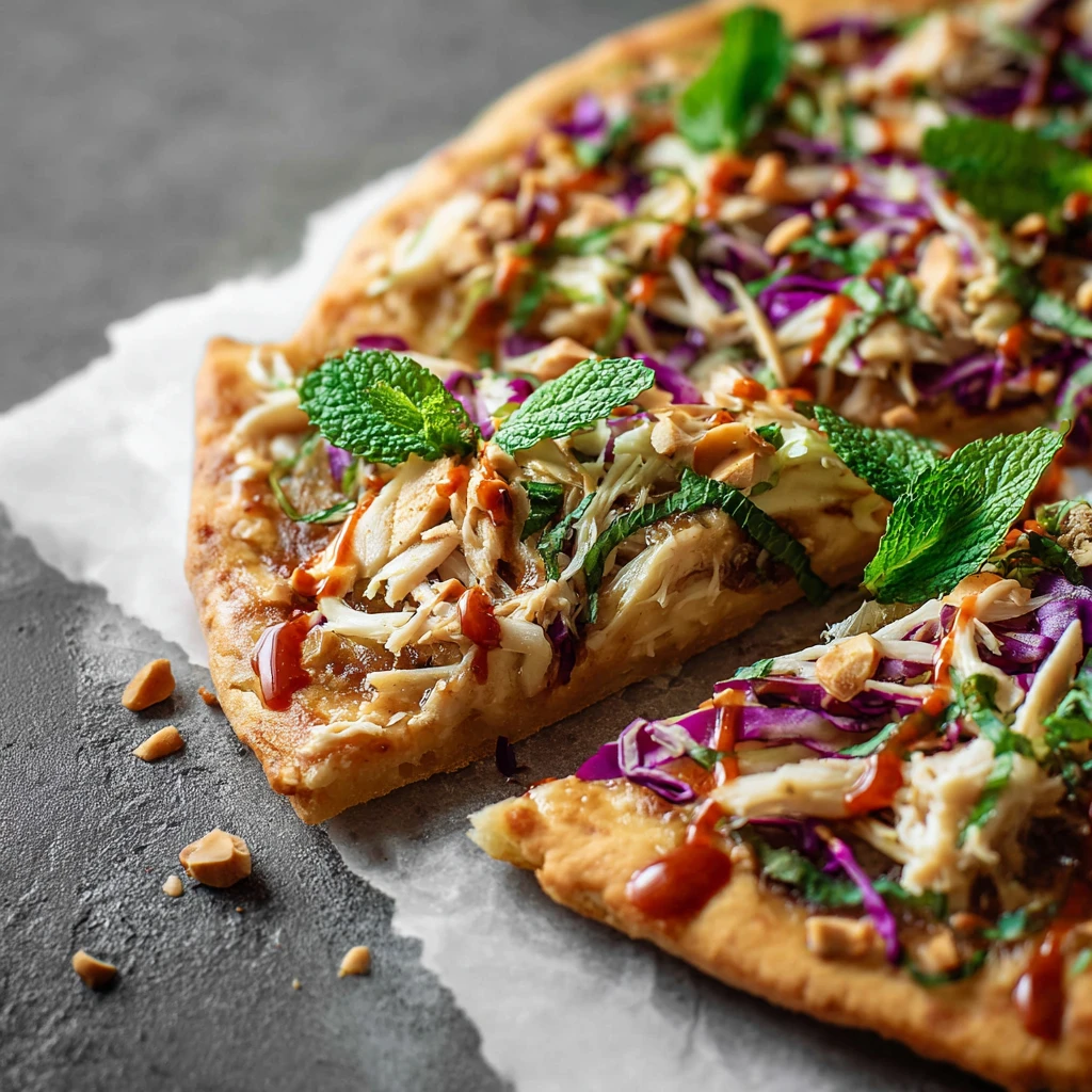 Thai Chicken Pizza with Peanut Sauce