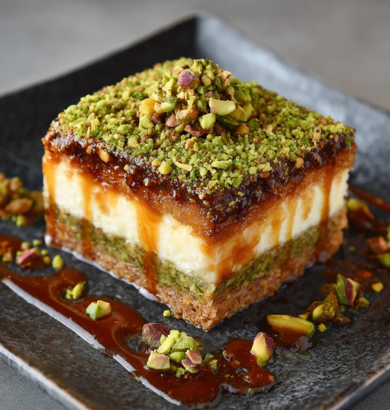 Cheesecake Baklava Pistachio Honey Sauce Irresistible