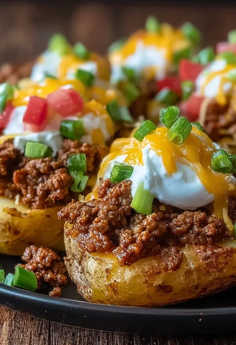 Cheesy Taco Potatoes Recipe Easy Cheesy Taco Potatoes Best Comfort Food Cheesy Potatoes Taco Stuffed Potatoes Oven Indulge...