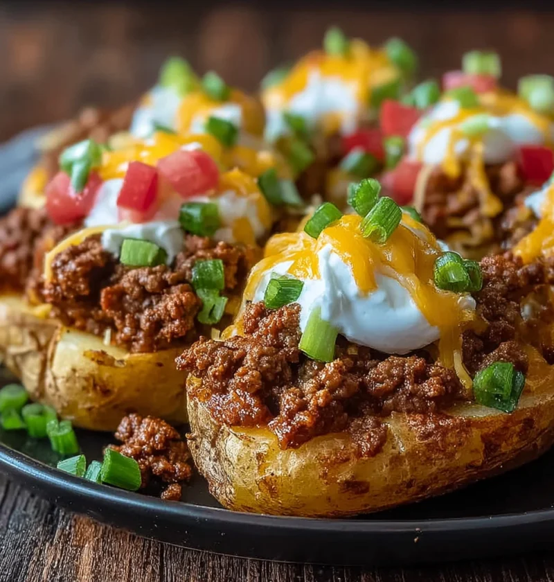 Cheesy Taco Potatoes Recipe Easy Cheesy Taco Potatoes Best Comfort Food Cheesy Potatoes Taco Stuffed Potatoes Oven Indulge...