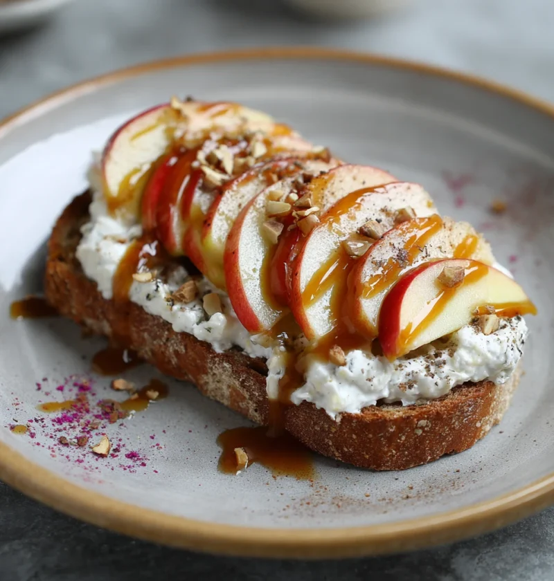 Cottage Cheese Apple Toast Recipe Quick Cottage Cheese Apple Toast 5 Minute Apple Toast Ideas Healthy Cottage Cheese Break...