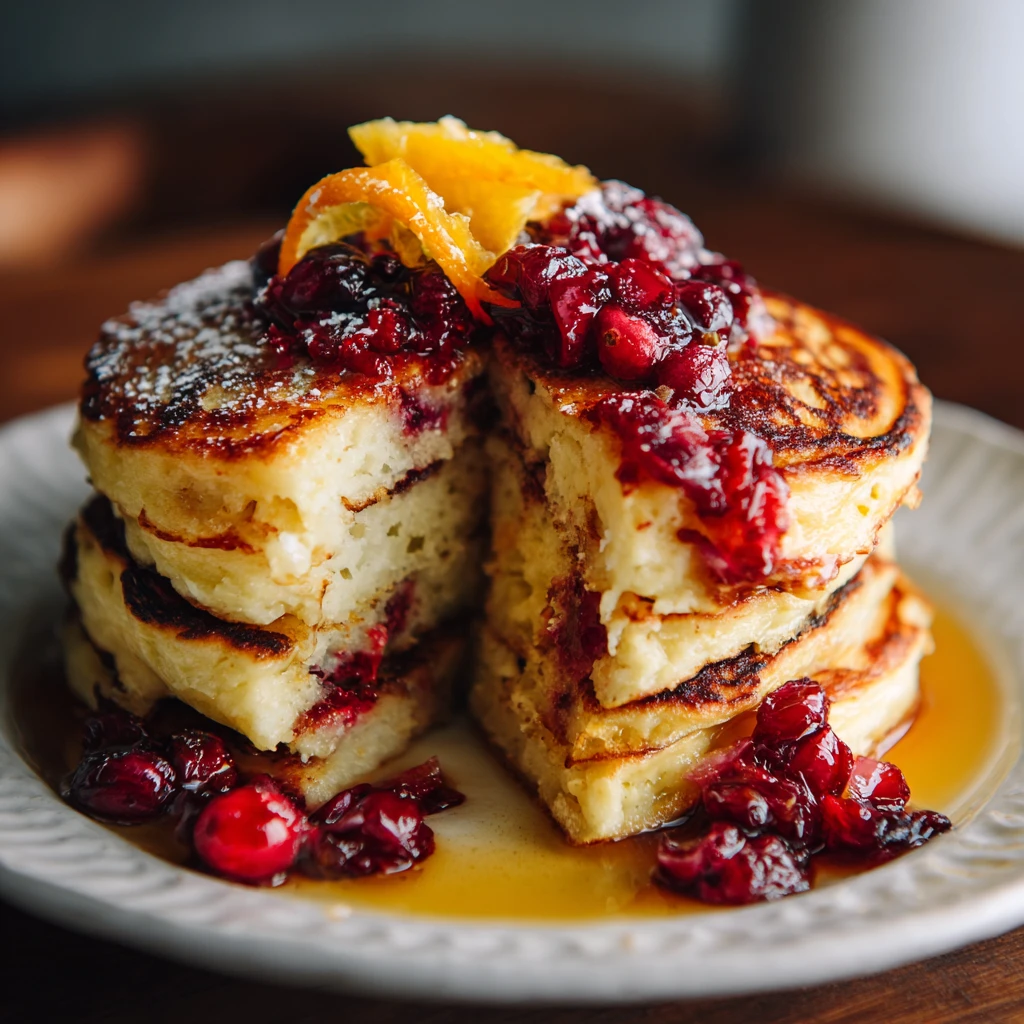 Cranberry Orange Ricotta Pancakes