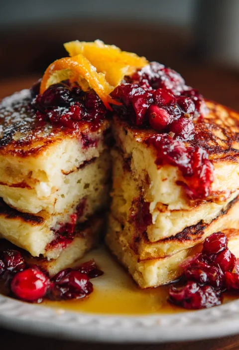 Cranberry Orange Ricotta Pancakes