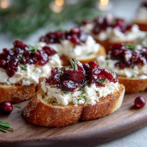 Cranberry Whipped Feta Crostini
