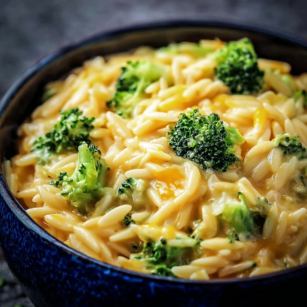Creamy One-Pot Broccoli Cheddar Orzo
