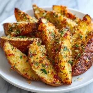 Crispy Garlic Parmesan Potato Wedges