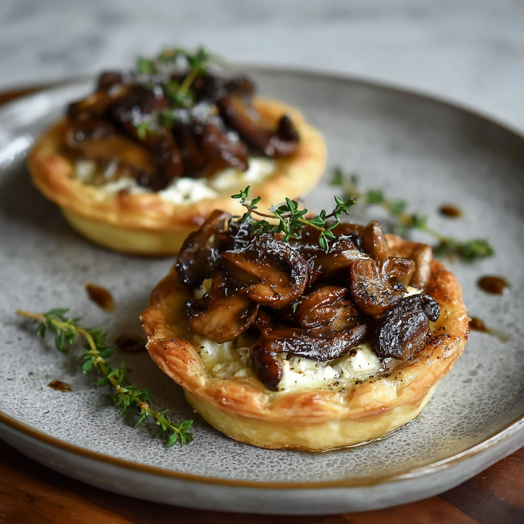 Delicate Goat Cheese Tarts with Savory Mushroom Elegance