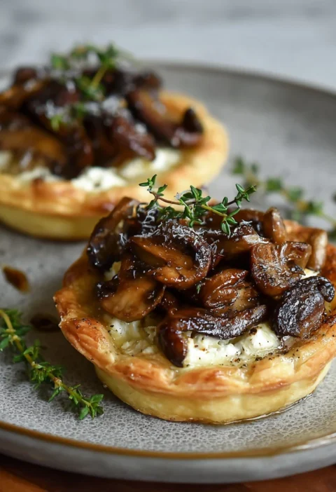 Delicate Goat Cheese Tarts Savory Mushroom Elegance