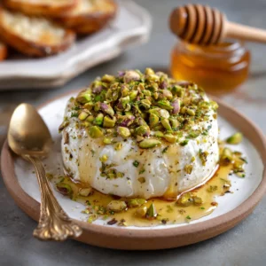 Easiest Gourmet Appetizer: Boursin with Pistachios & Honey