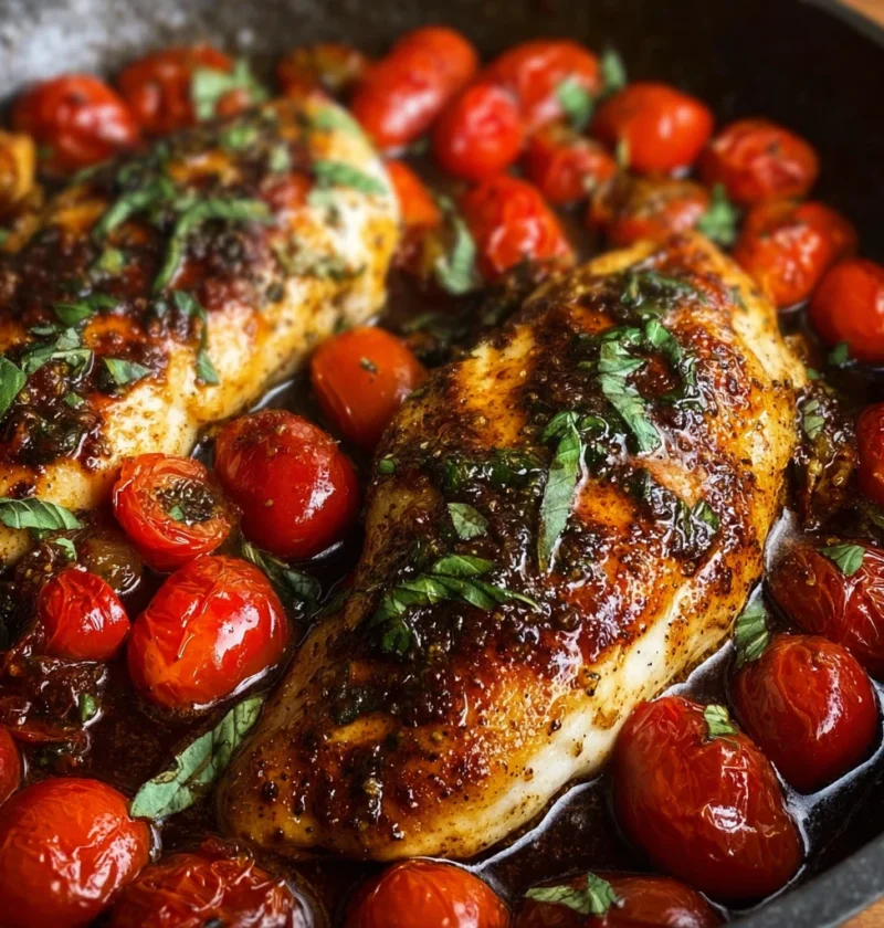 Easy Homemade One Pan Balsamic Chicken Recipe One Pan Balsamic Chicken And Veggies Healthy One Skillet Balsamic Chicken Qu...