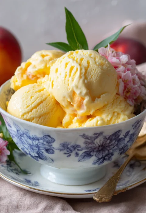 Easy Homemade Peach Ice Cream Recipe Best Peach Ice Cream Recipe No Churn How To Make Peach Ice Cream At Home Peach Ice Cr...