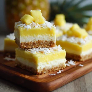 Refreshing No-Bake Pineapple Coconut Bars