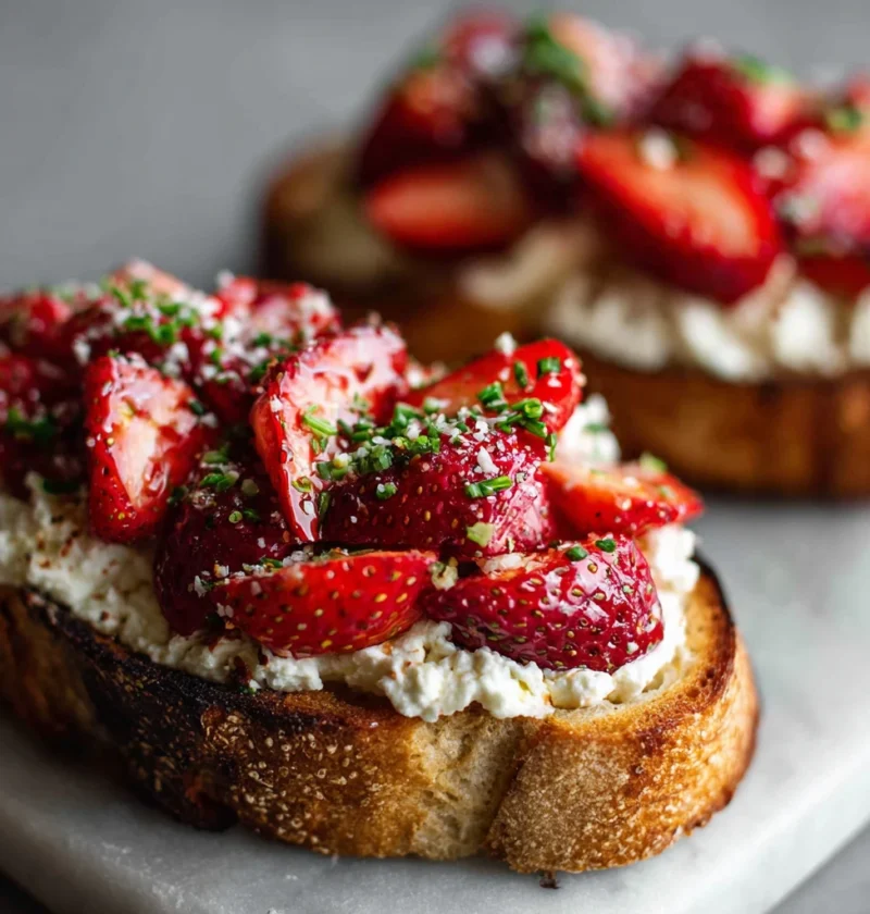 Easy Roasted Strawberry Ricotta Toast Recipe Homemade Whipped Ricotta Toast Ideas Healthy Breakfast With Roasted Strawberr...