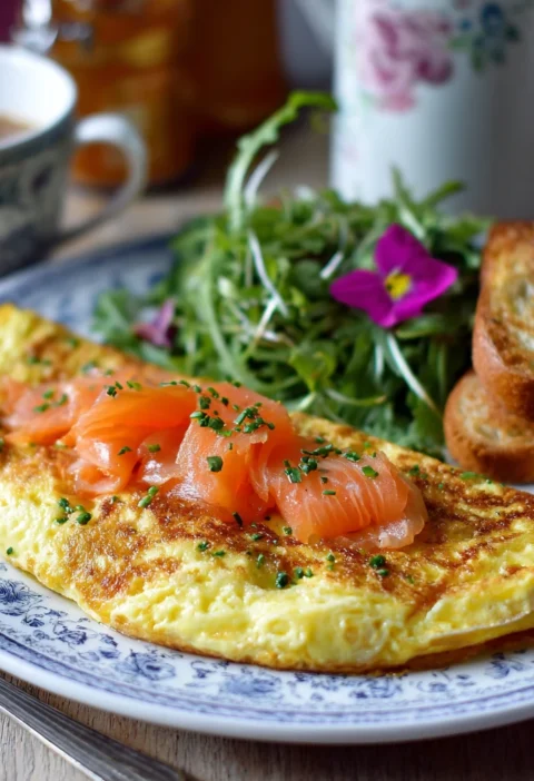 Easy Smoked Salmon Omelette Recipe Fluffy Salmon Omelette 5 Minute Quick Salmon Omelette Breakfast Ideas Low Carb Smoked S...