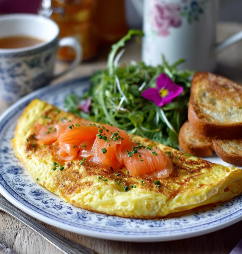 Easy Smoked Salmon Omelette Recipe Fluffy Salmon Omelette 5 Minute Quick Salmon Omelette Breakfast Ideas Low Carb Smoked S...
