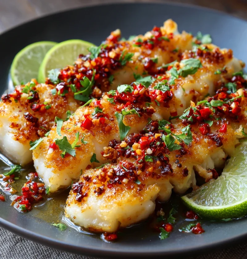 Garlic Butter Cod Strips Sweet Chili Lime Sauce