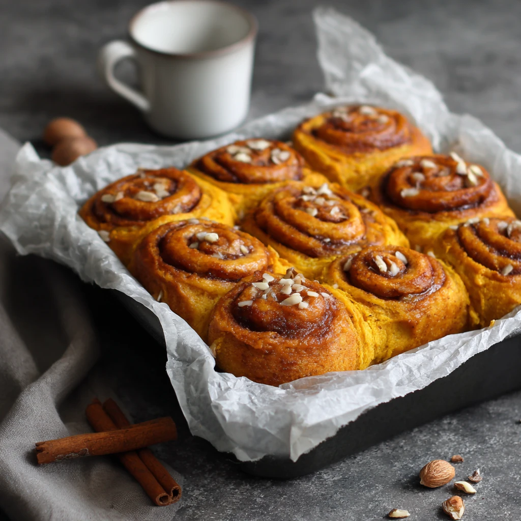 Pumpkin Cinnamon Rolls with Almond Flour