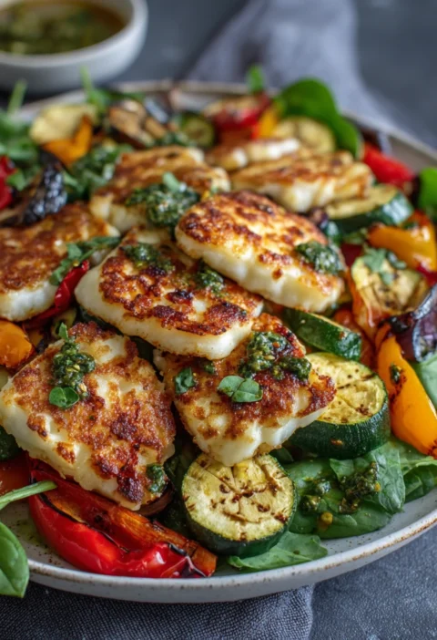 Grilled Halloumi And Roasted Vegetables Recipe Best Lemon Dressing For Halloumi Low Calorie Grilled Halloumi And Veggies H...