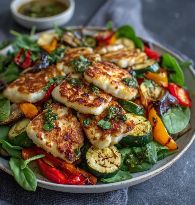 Grilled Halloumi And Roasted Vegetables Recipe Best Lemon Dressing For Halloumi Low Calorie Grilled Halloumi And Veggies H...