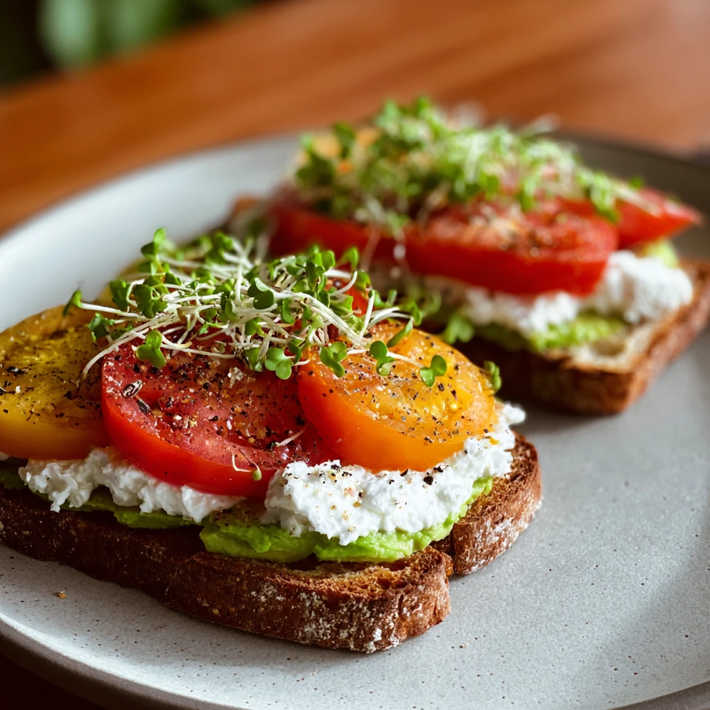 Tomato & Avocado Toast with Cottage Cheese