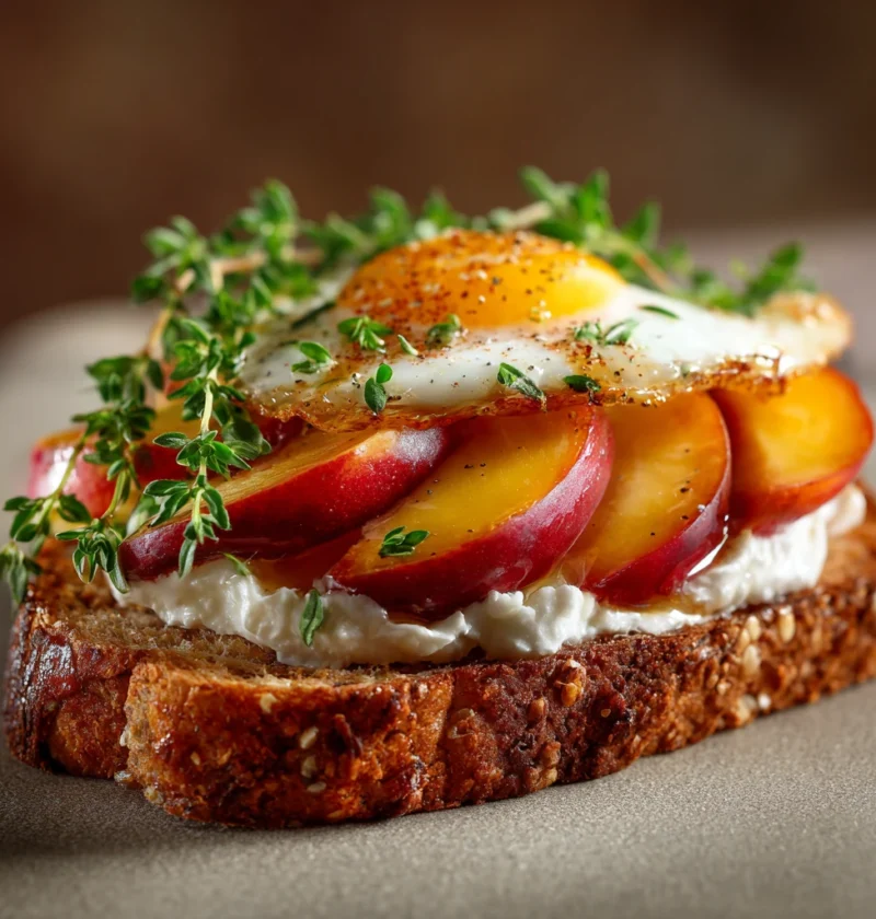 High Protein Peach Toast Recipe Easy High Protein Peach Toast Best Protein For Peach Toast Healthy Peach Protein Toast Pea...