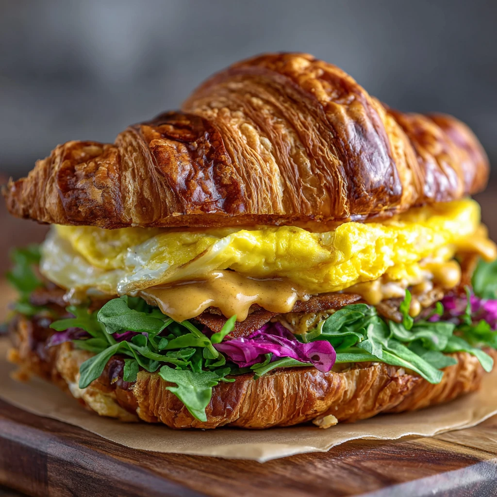 Irresistible Maple Mustard Croissant Breakfast Sandwich