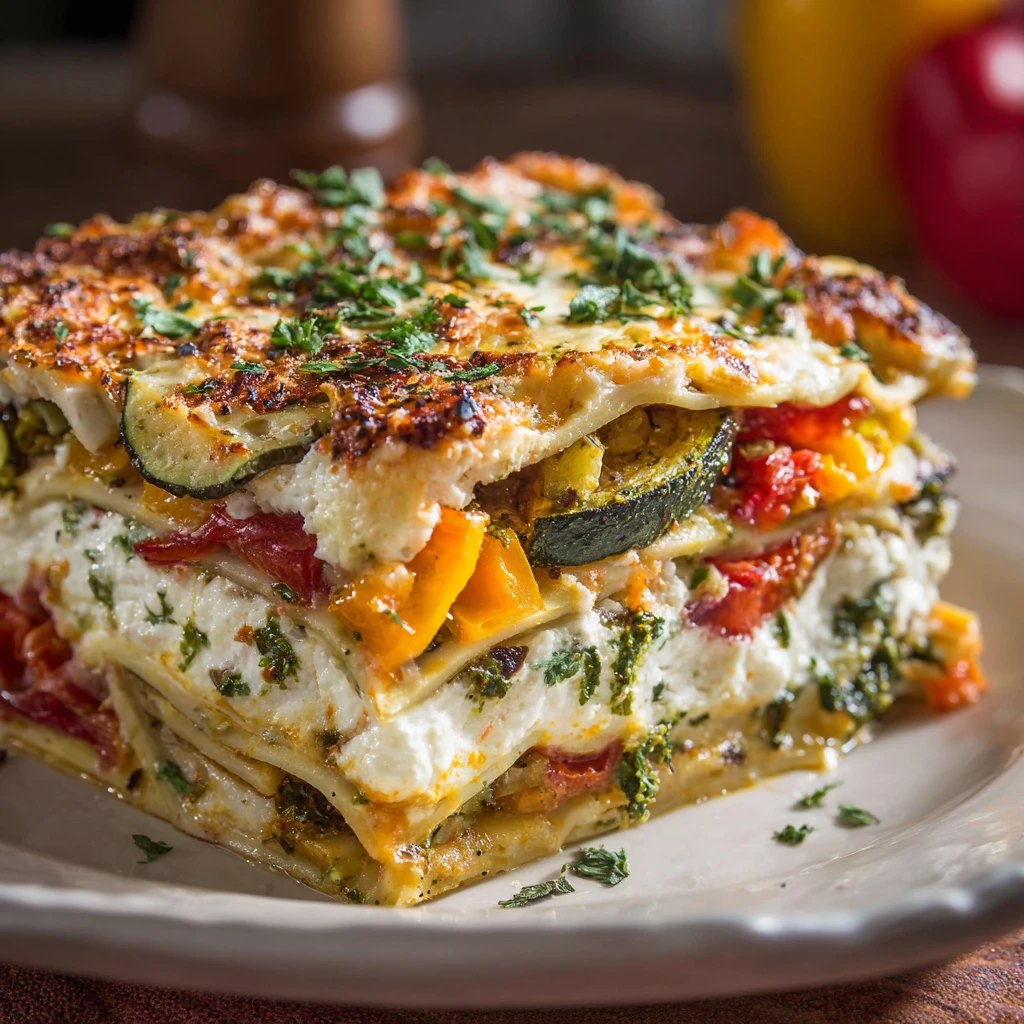 Layered Mediterranean Vegetable Lasagna with Creamy Ricotta