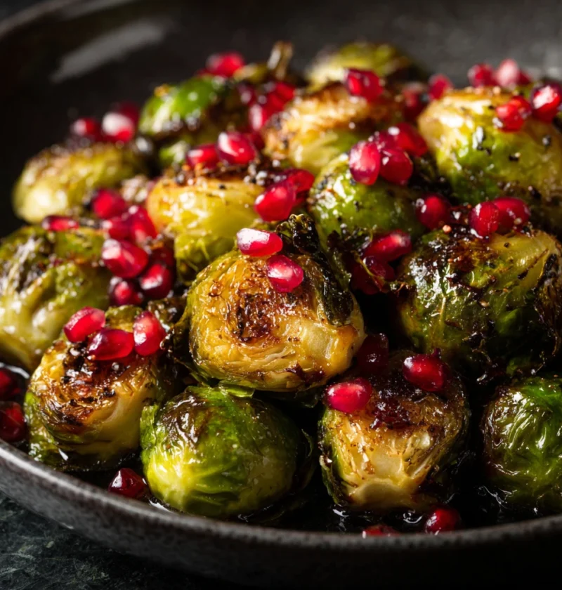 Maple Dijon Brussels Sprouts Recipe Roasted Brussels Sprouts With Pomegranate Sweet And Savory Brussels Sprouts Pomegranat...