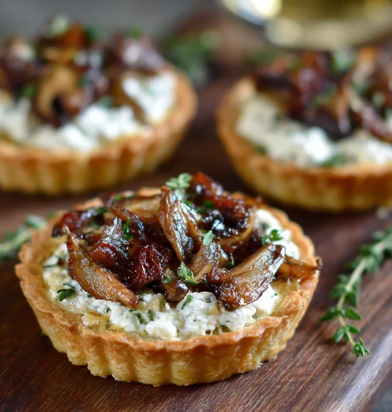 Mushroom Shallot Herbed Goat Cheese Tarts