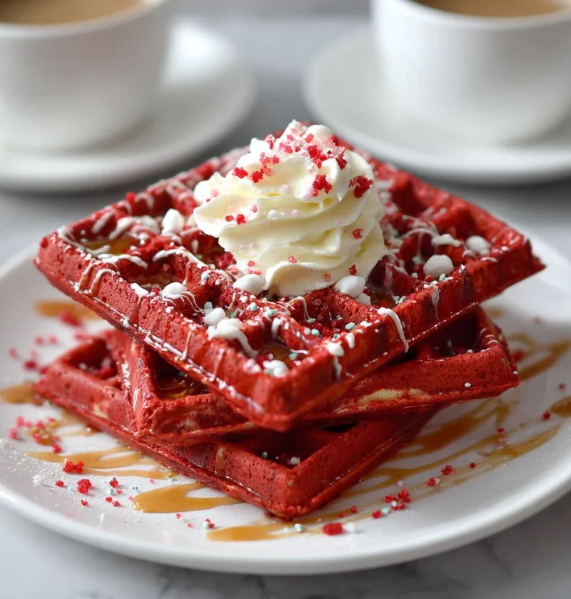 Red Velvet Marble Waffles Delightful Breakfast Treat