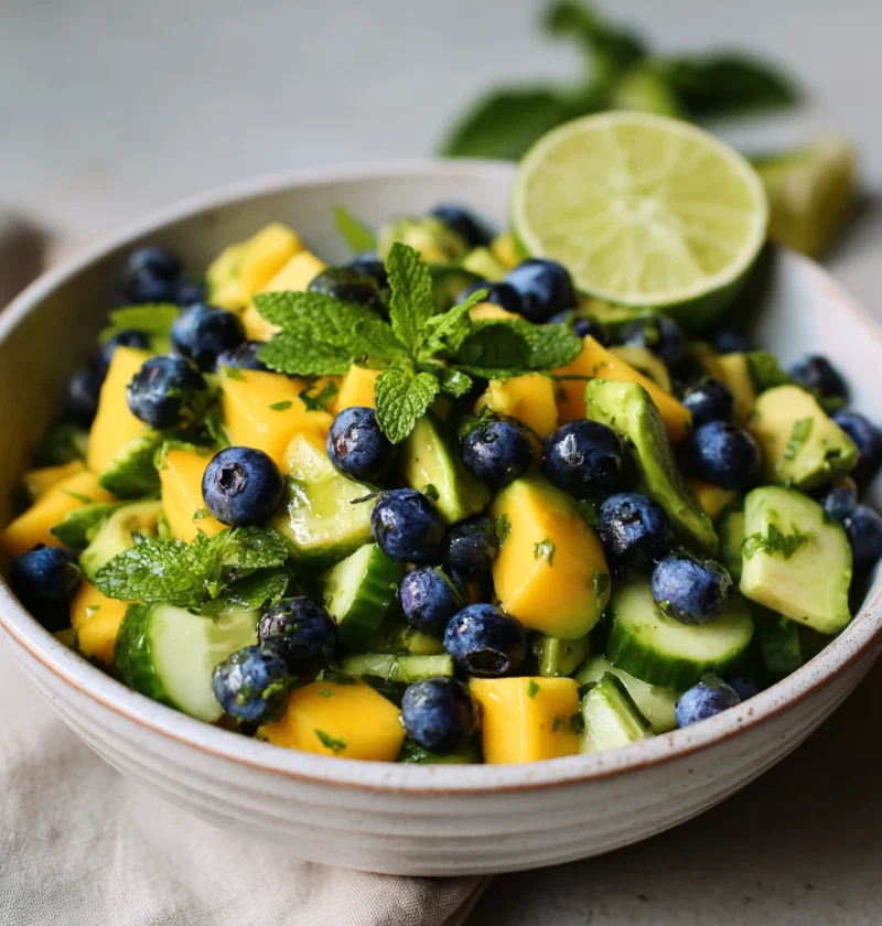 Refreshing Mango Cucumber Salad Featuring Blueberries Creamy Avocado