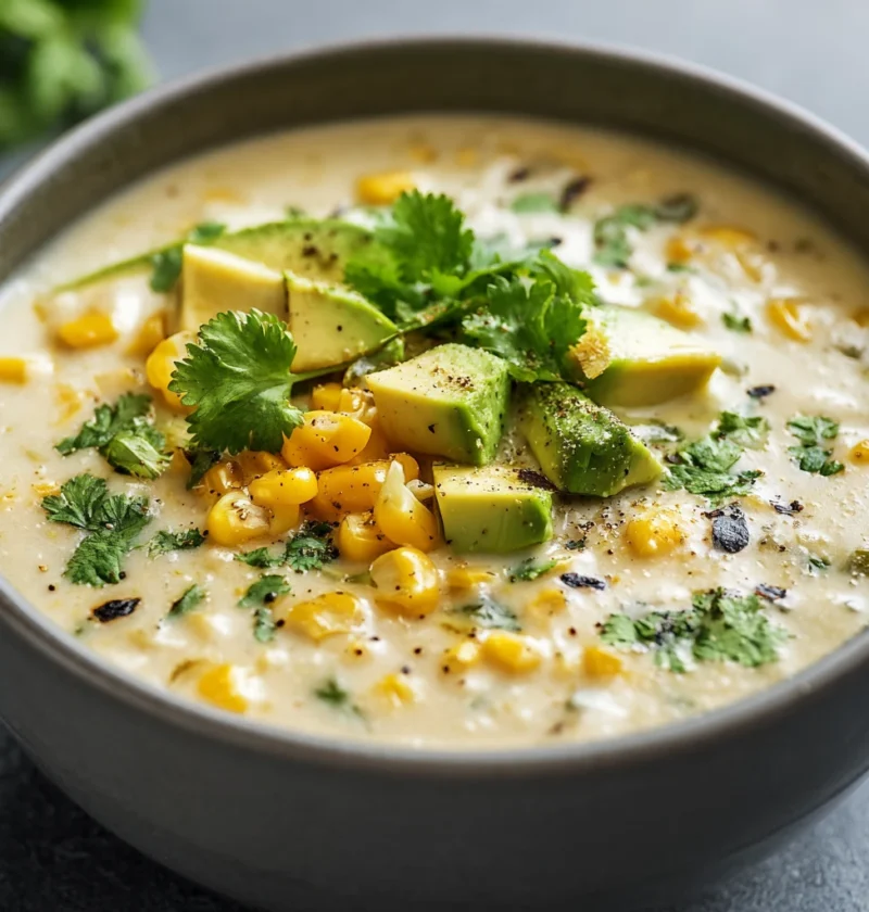 Roasted Poblano Fresh Corn Creamy Chowder