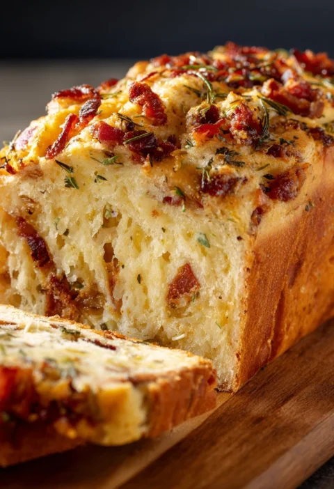 Savory Bacon Olive Cheese Loaf Cake