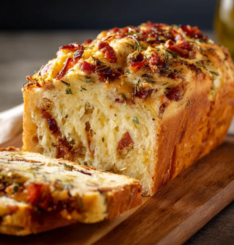 Savory Bacon Olive Cheese Loaf Cake