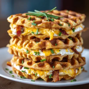 Savory Cheddar Chive Waffle Sandwiches
