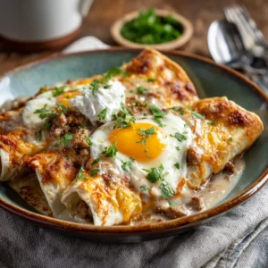 Southern Breakfast Enchiladas with Sausage Gravy