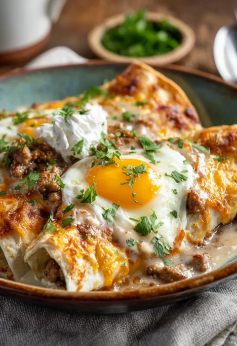 Southern Breakfast Enchiladas Sausage Gravy