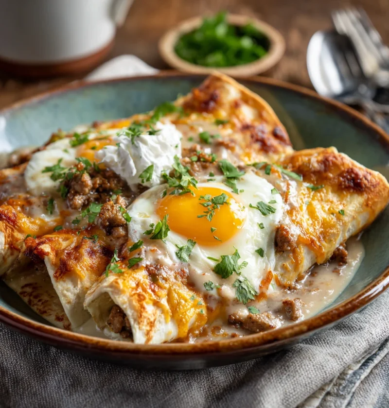 Southern Breakfast Enchiladas Sausage Gravy