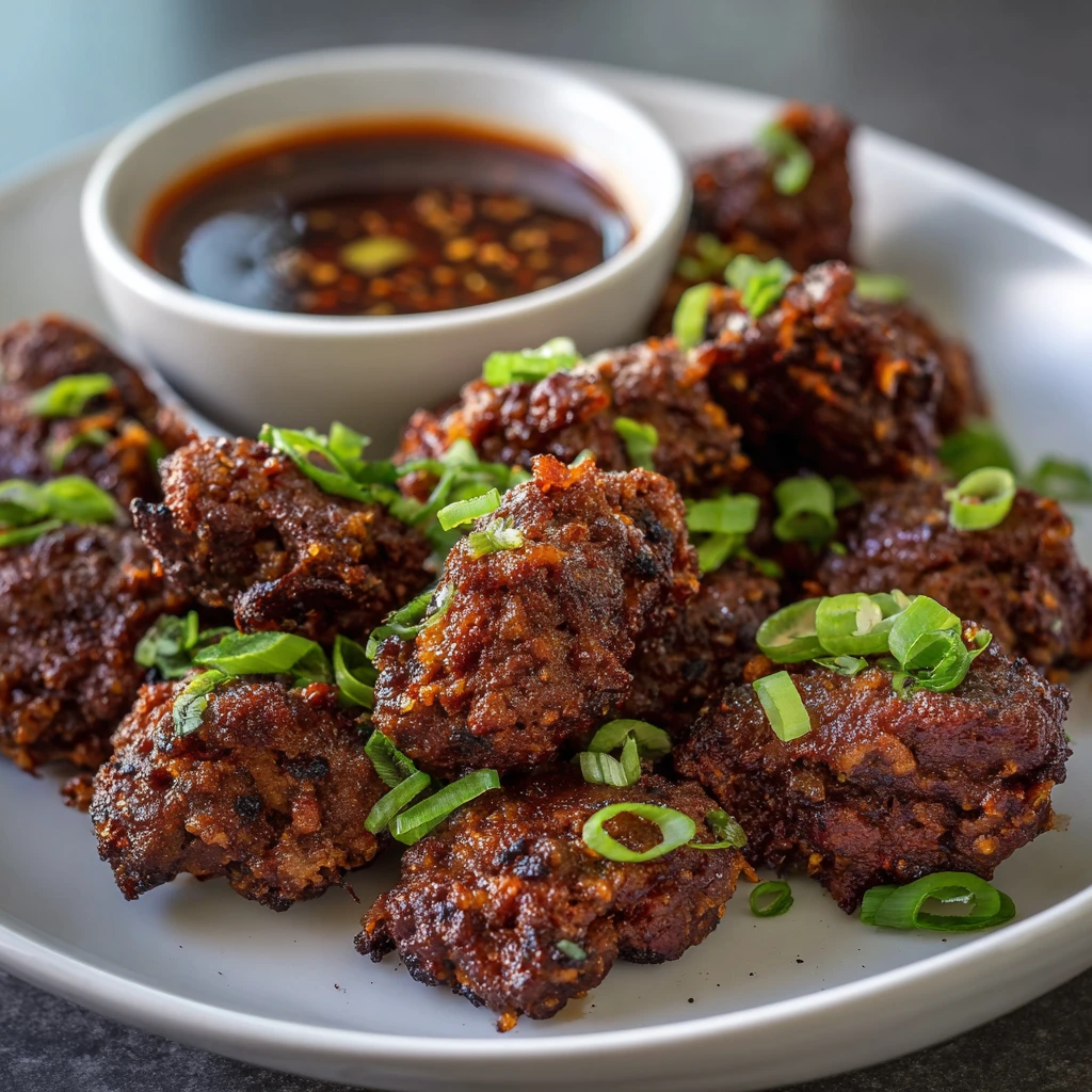 Spicy Korean Beef Bites with Gochujang Dipping Sauce