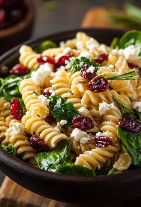 Spinach Pasta Salad With Feta Recipe Cranberry And Feta Spinach Pasta Salad Healthy Spinach Cranberry Pasta Salad Best Spi...