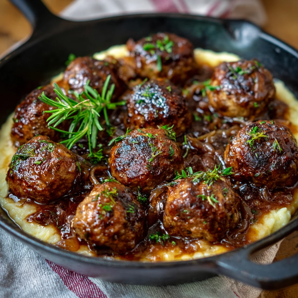 Tender Red Wine Braised Meatballs