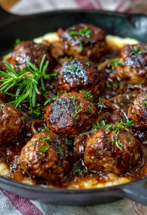 Tender Red Wine Braised Meatballs