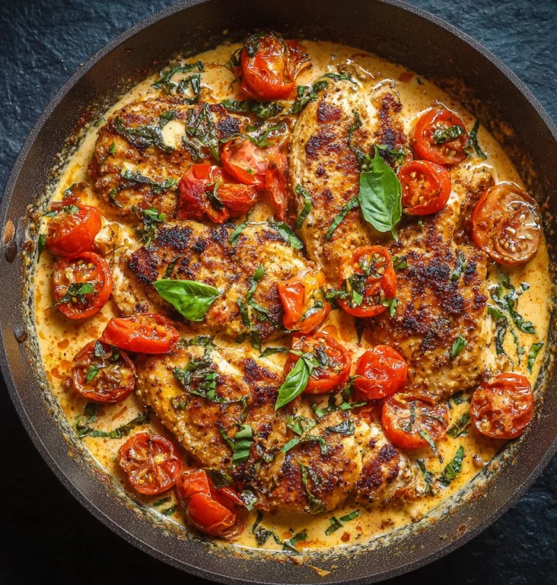 Tomato Pesto Chicken Skillet Creamy Coconut Milk Sauce